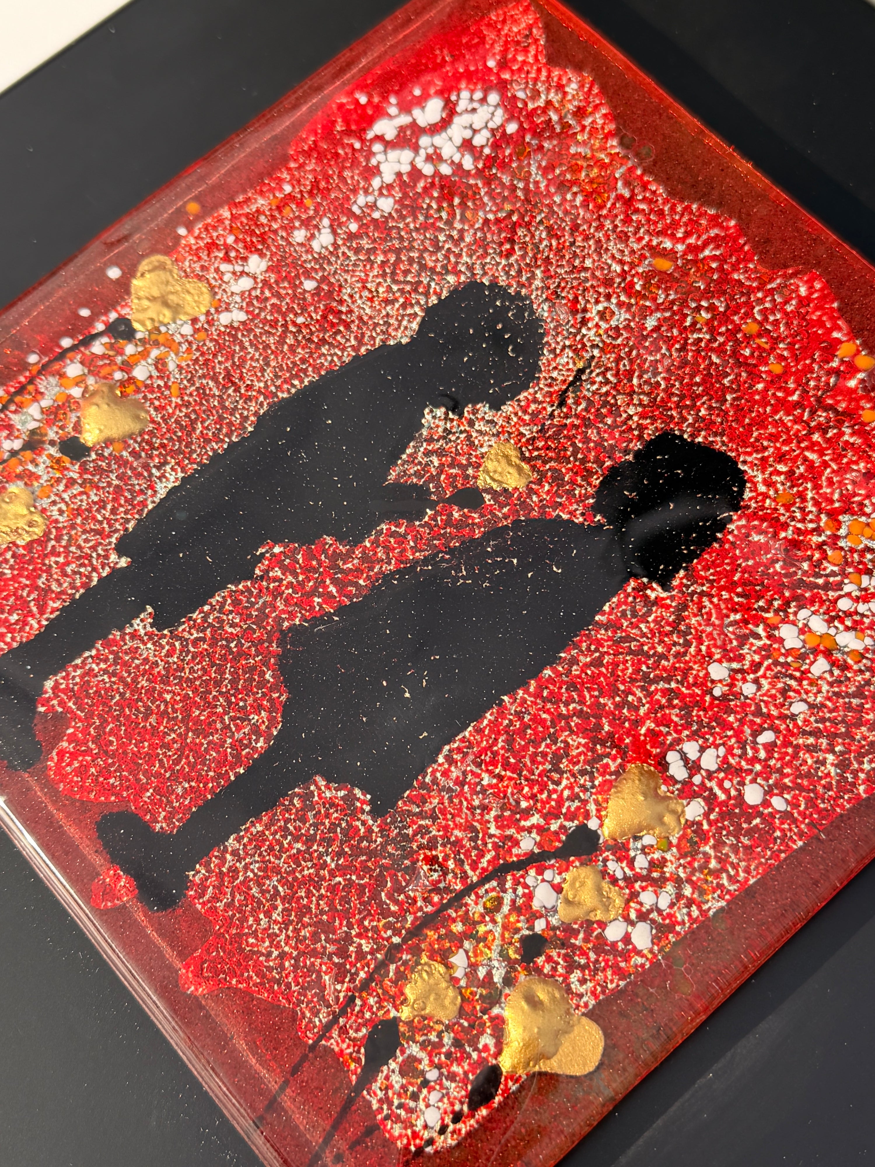 Little People - Fused Glass Wall Art with Black Panel