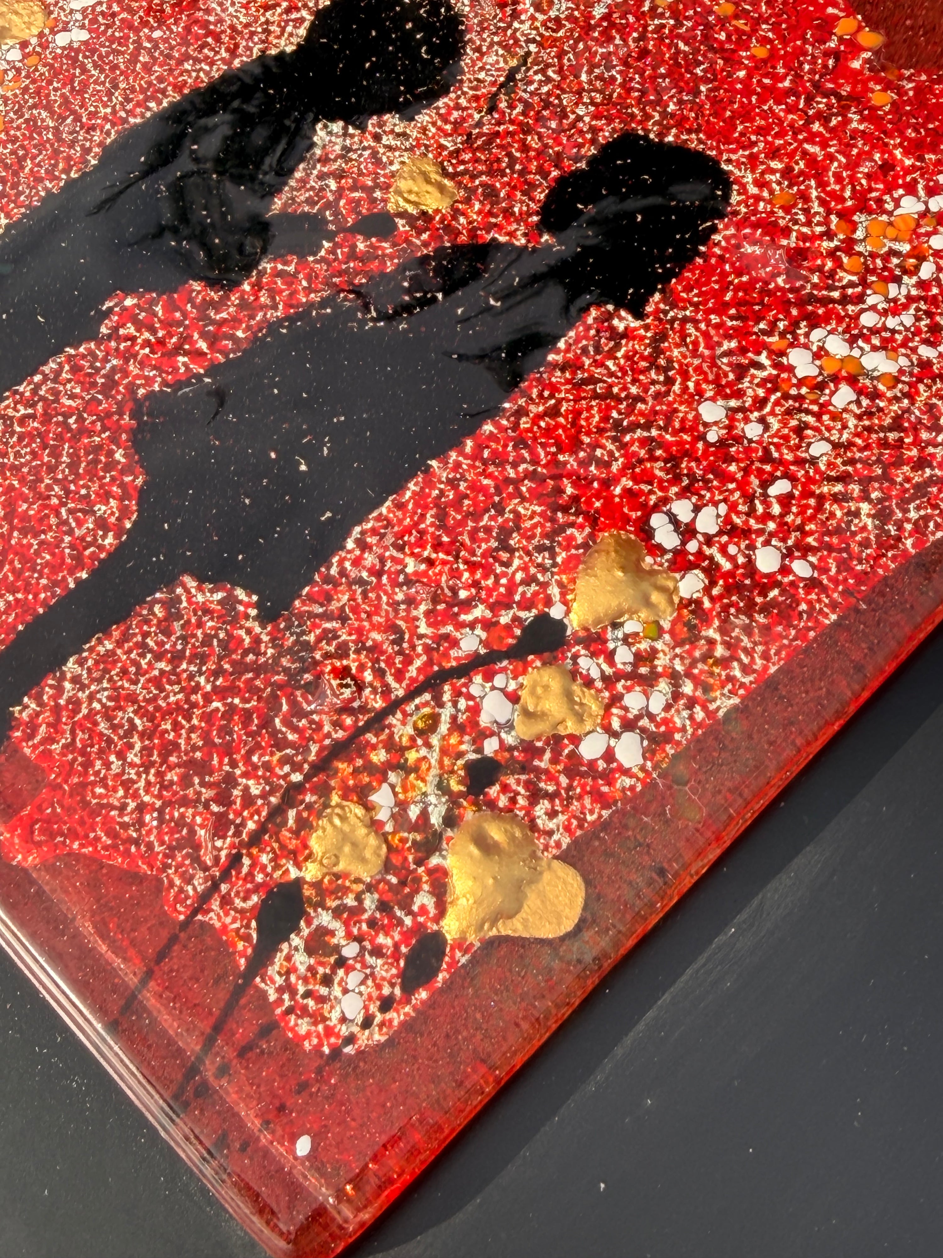 Little People - Fused Glass Wall Art with Black Panel