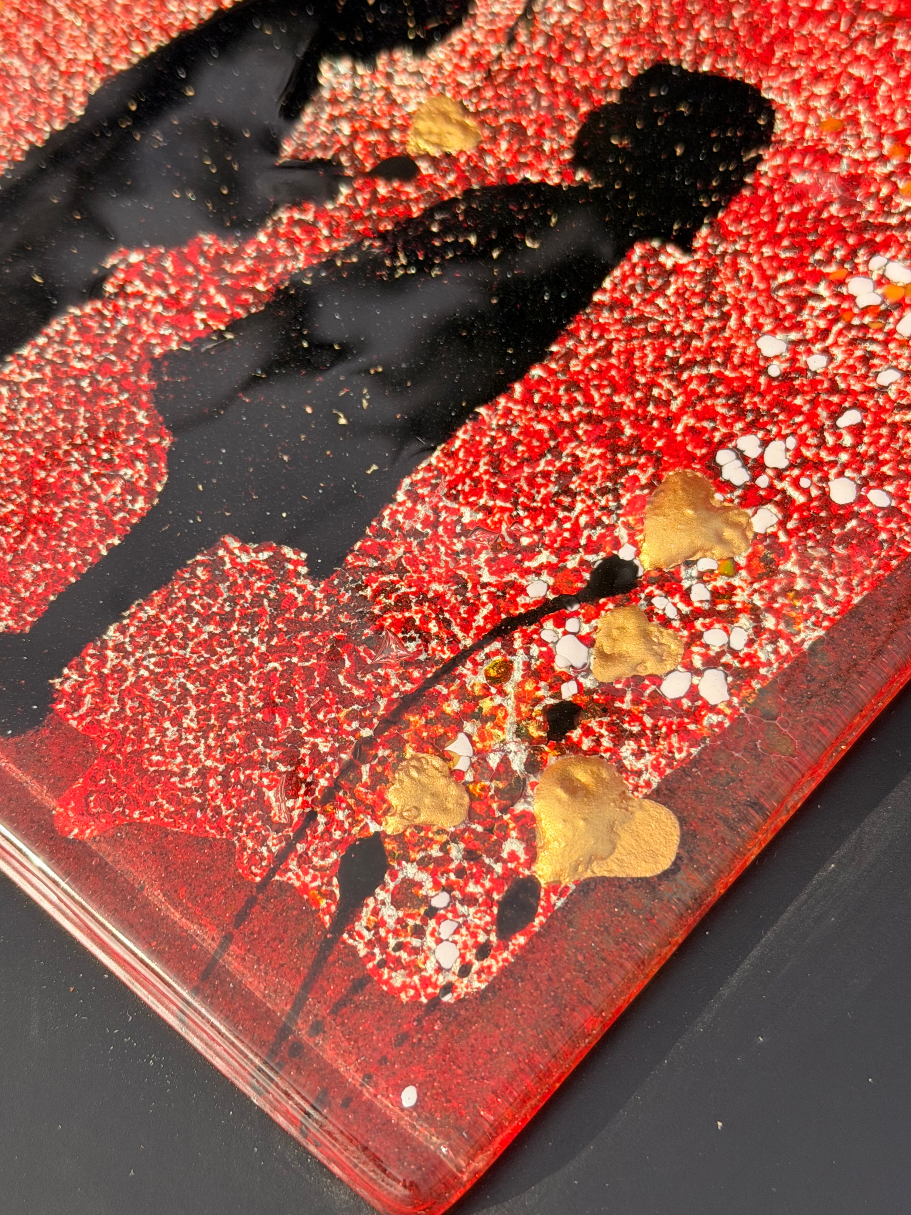 Little People - Fused Glass Wall Art with Black Panel