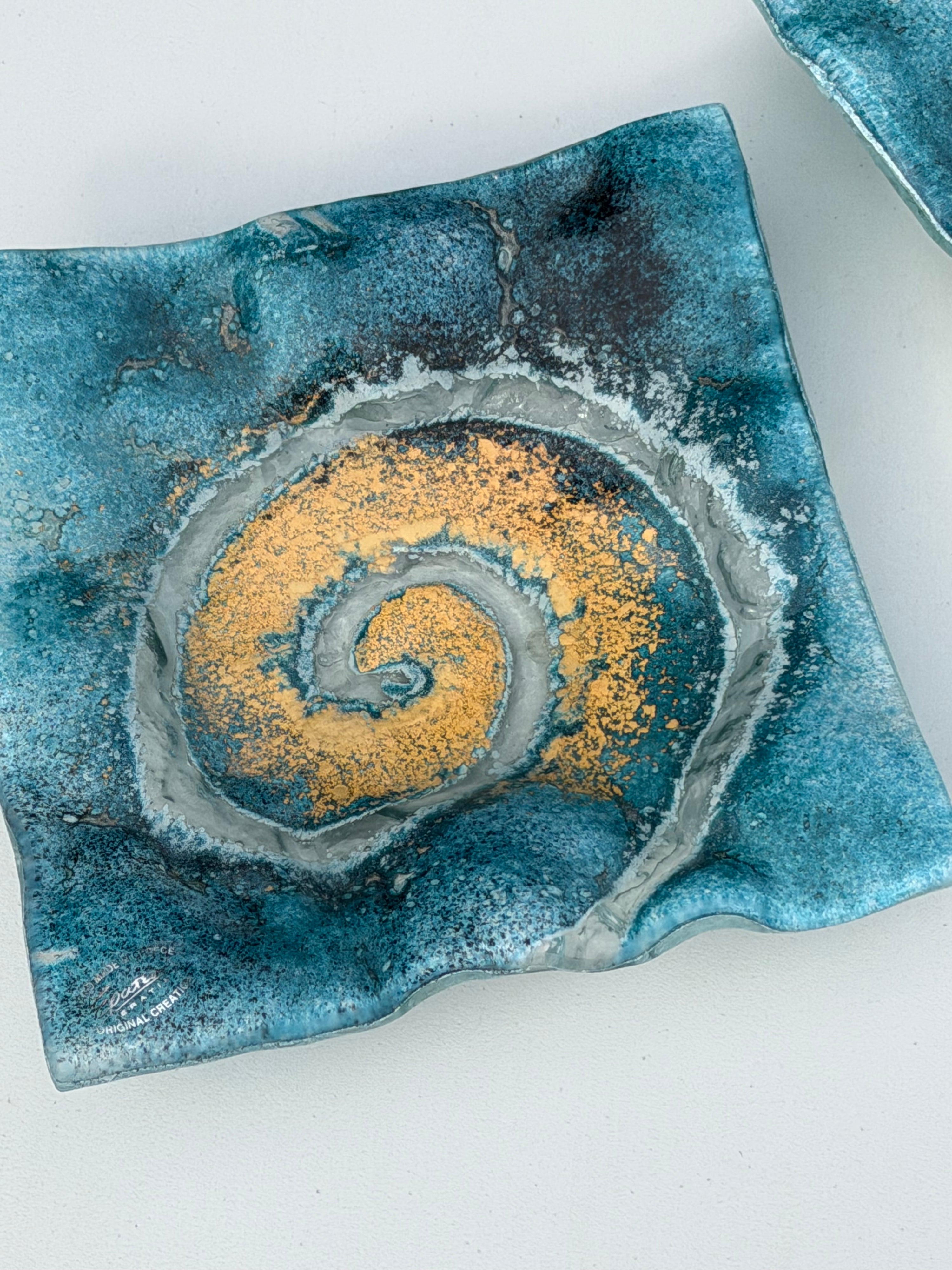 Blue & Gold Square Plate
