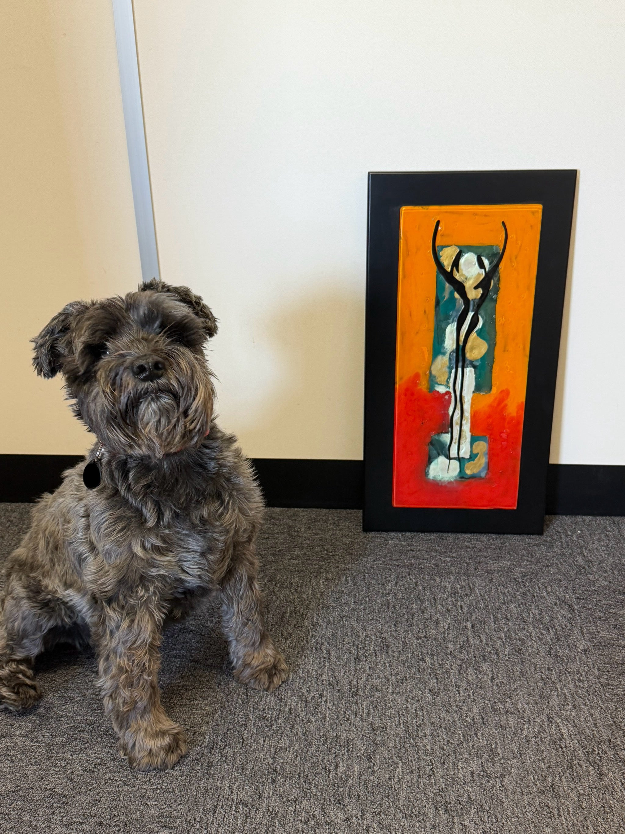 Dancers in Autumn - Fused Glass Wall Art with Black Panel