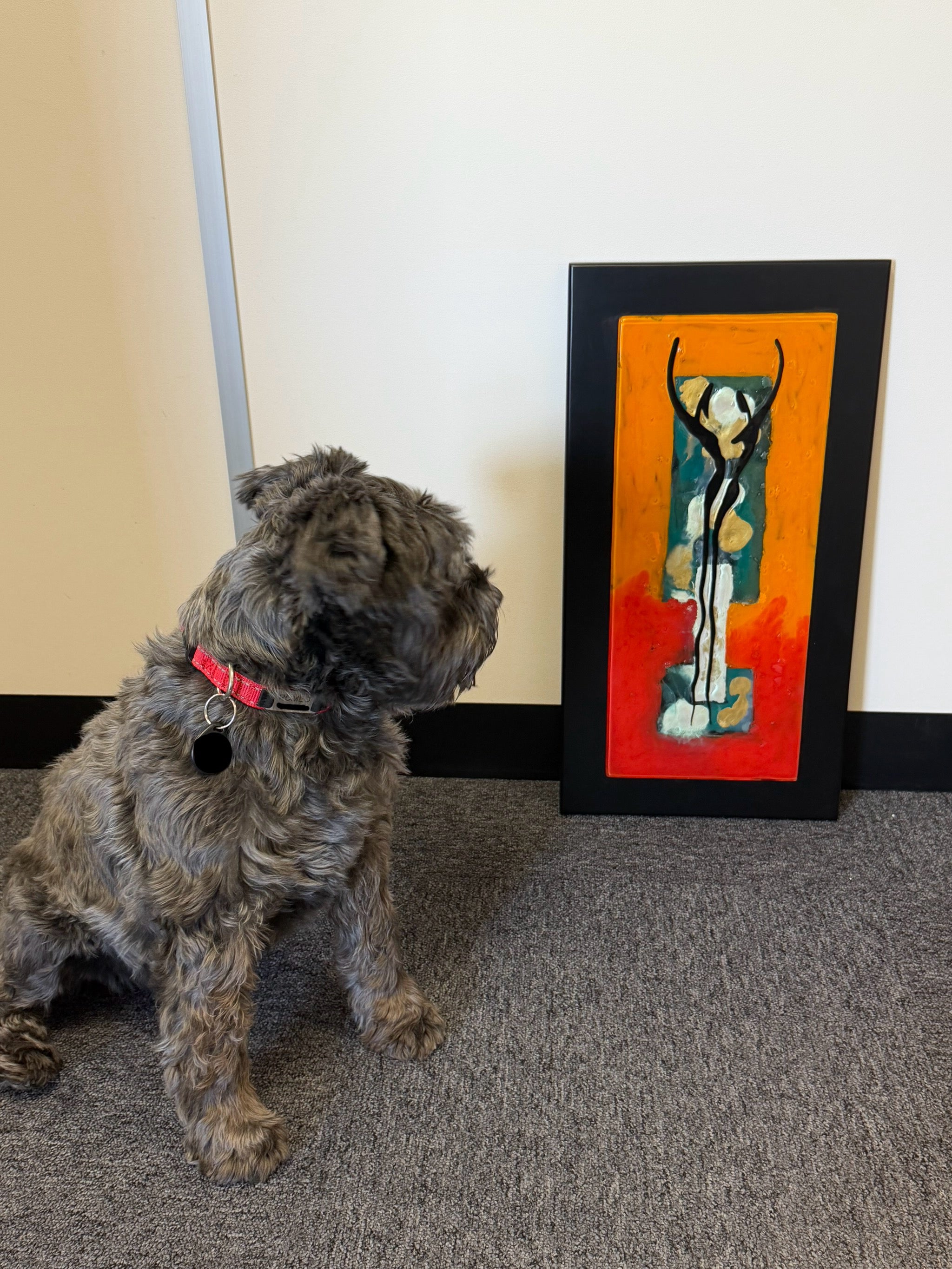 Dancers in Autumn - Fused Glass Wall Art with Black Panel