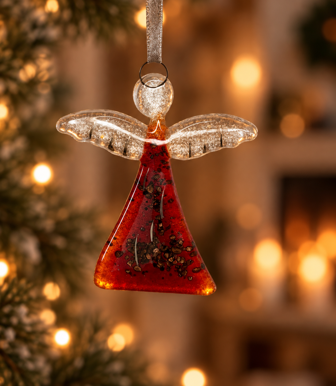 Angel - Red & Platinum (Hanging Decoration)