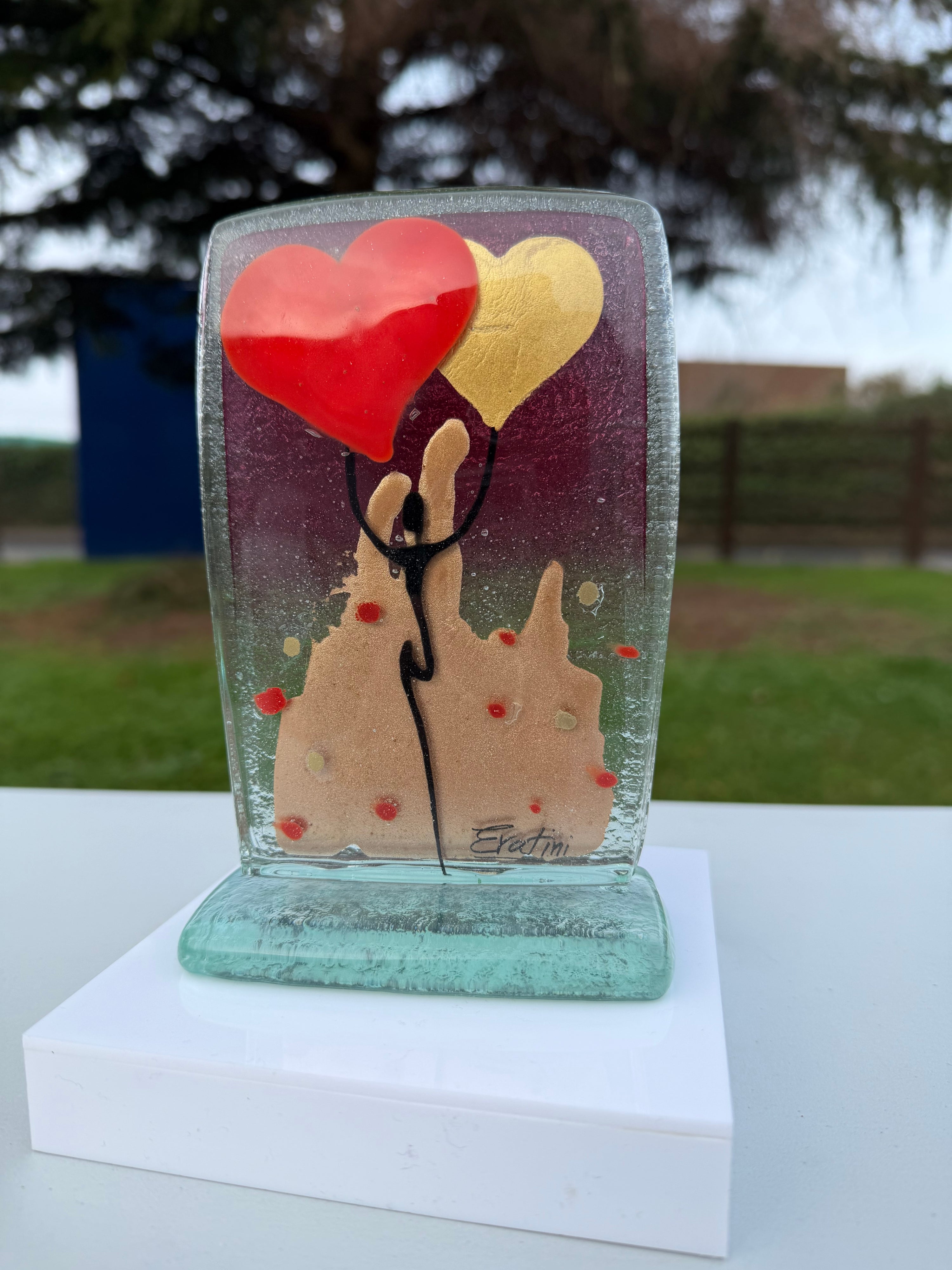 Purple Balloon Hearts Ornament - 10cm x 16cm