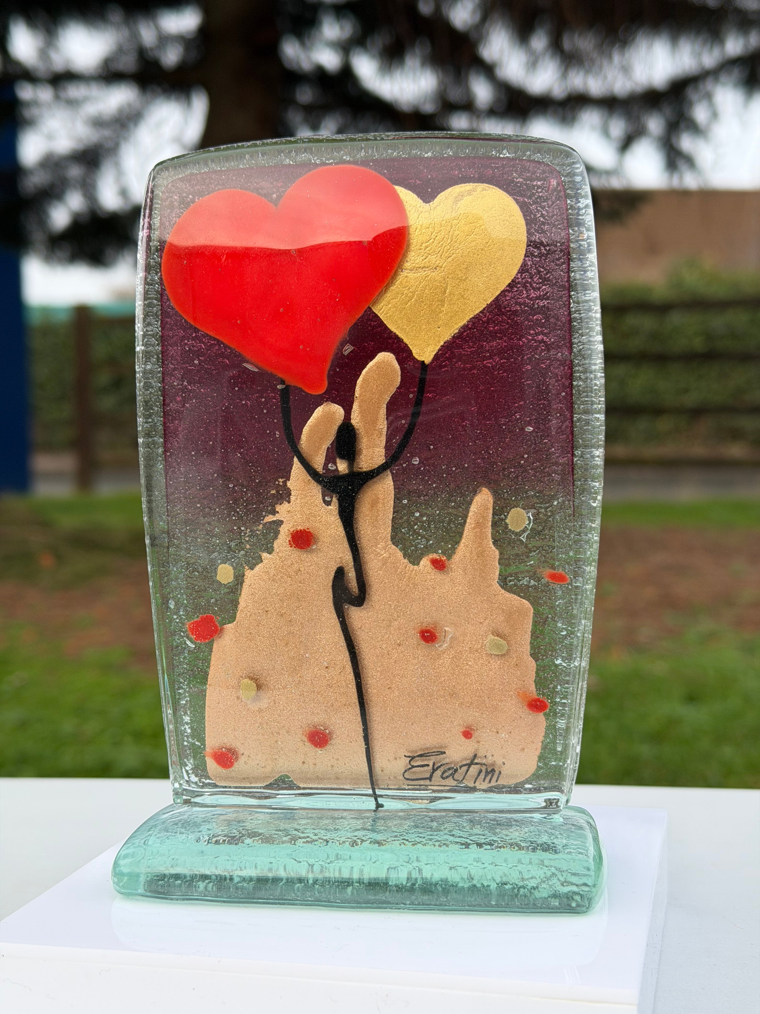 Purple Balloon Hearts Ornament - 10cm x 16cm