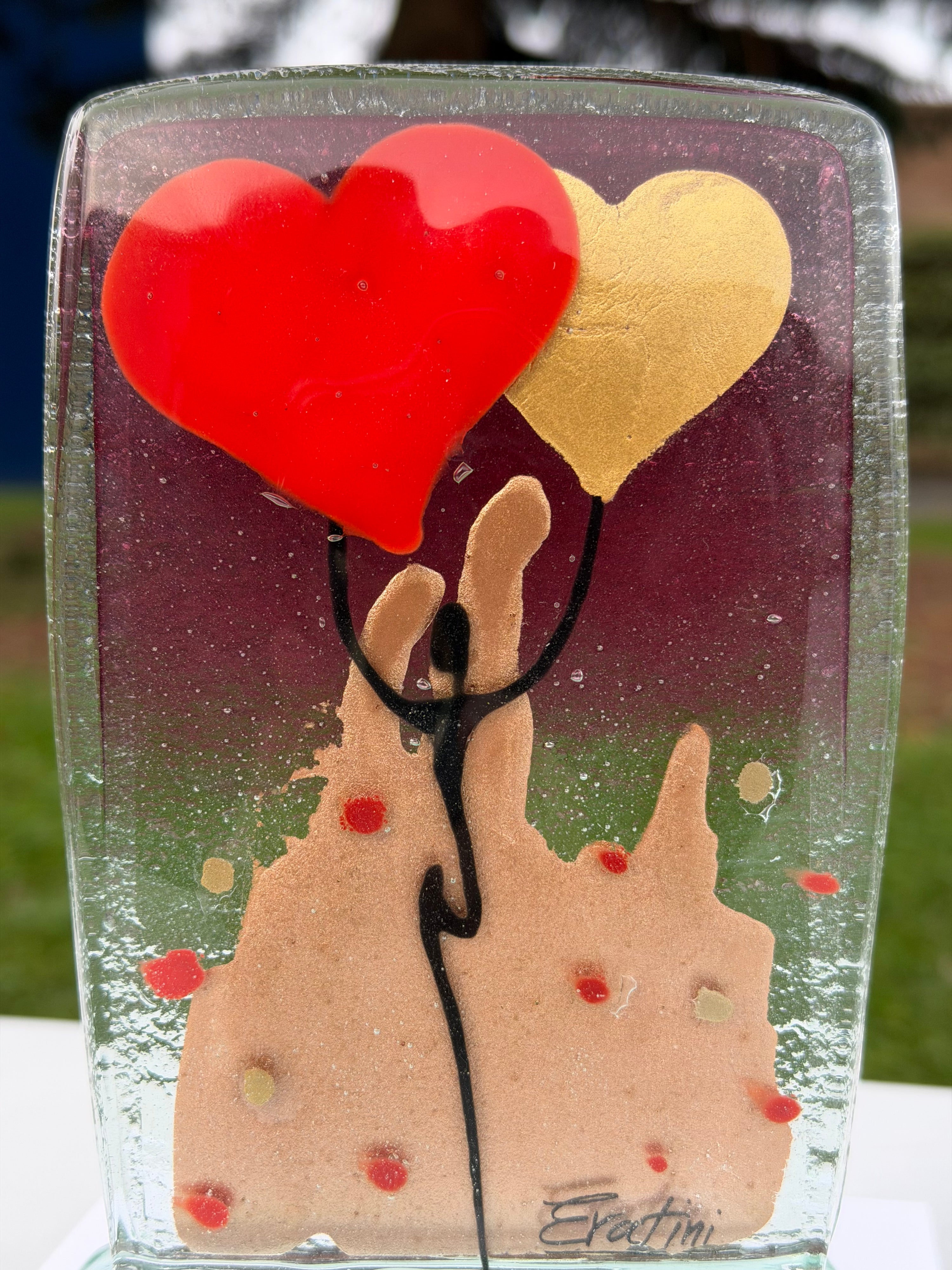 Purple Balloon Hearts Ornament - 10cm x 16cm