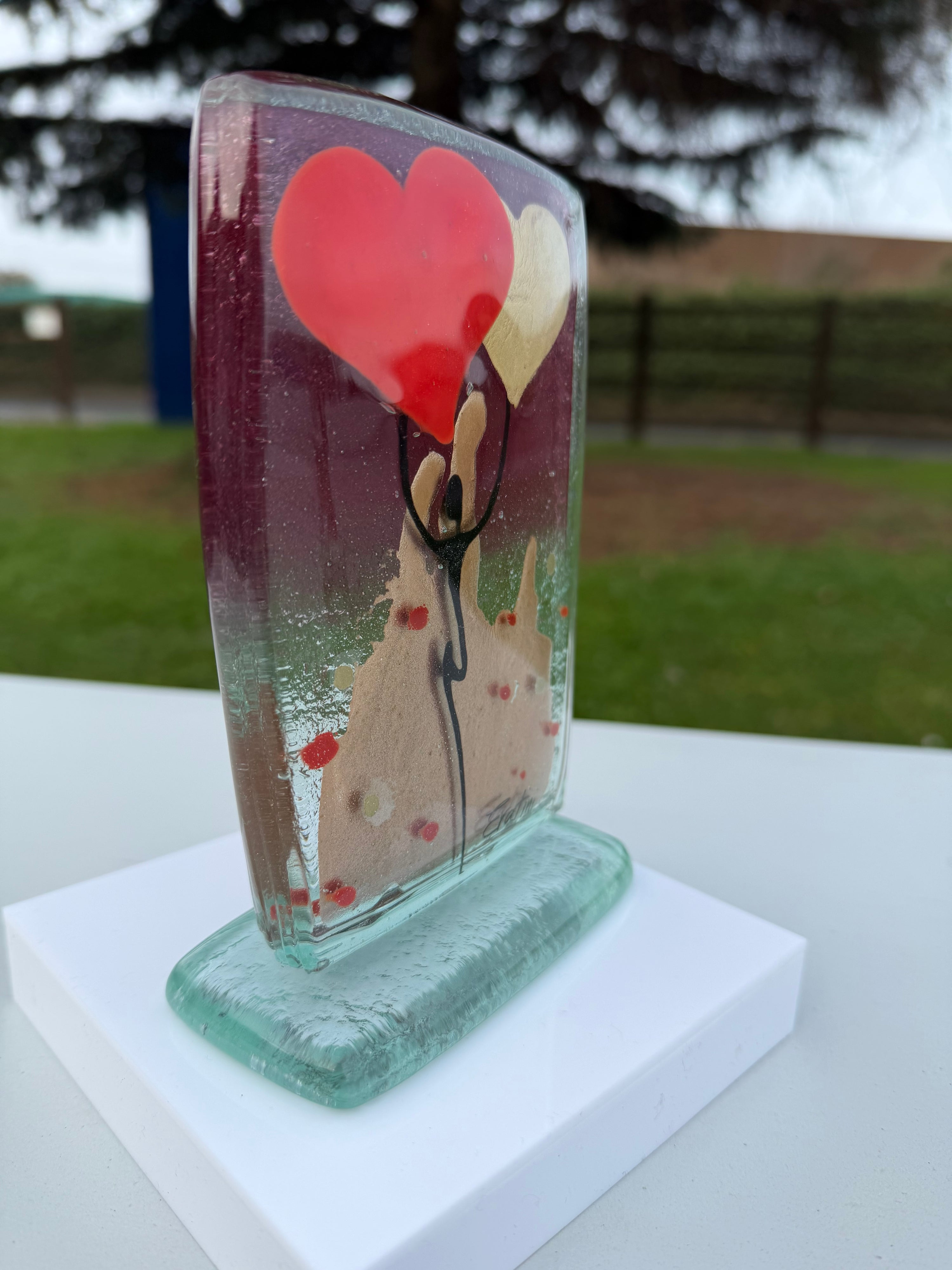 Purple Balloon Hearts Ornament - 10cm x 16cm