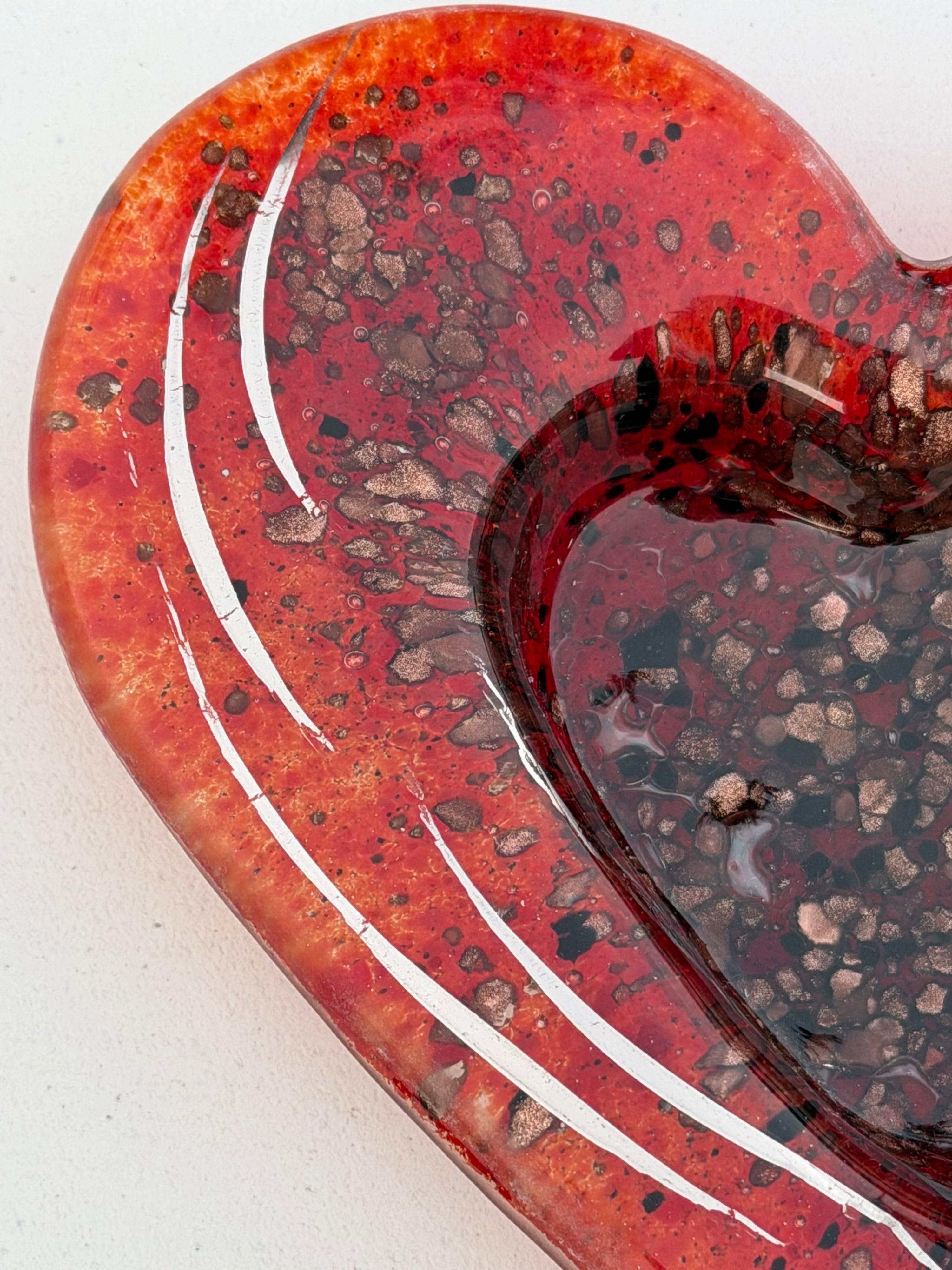 Red & Platinum Heart Tealight Dish
