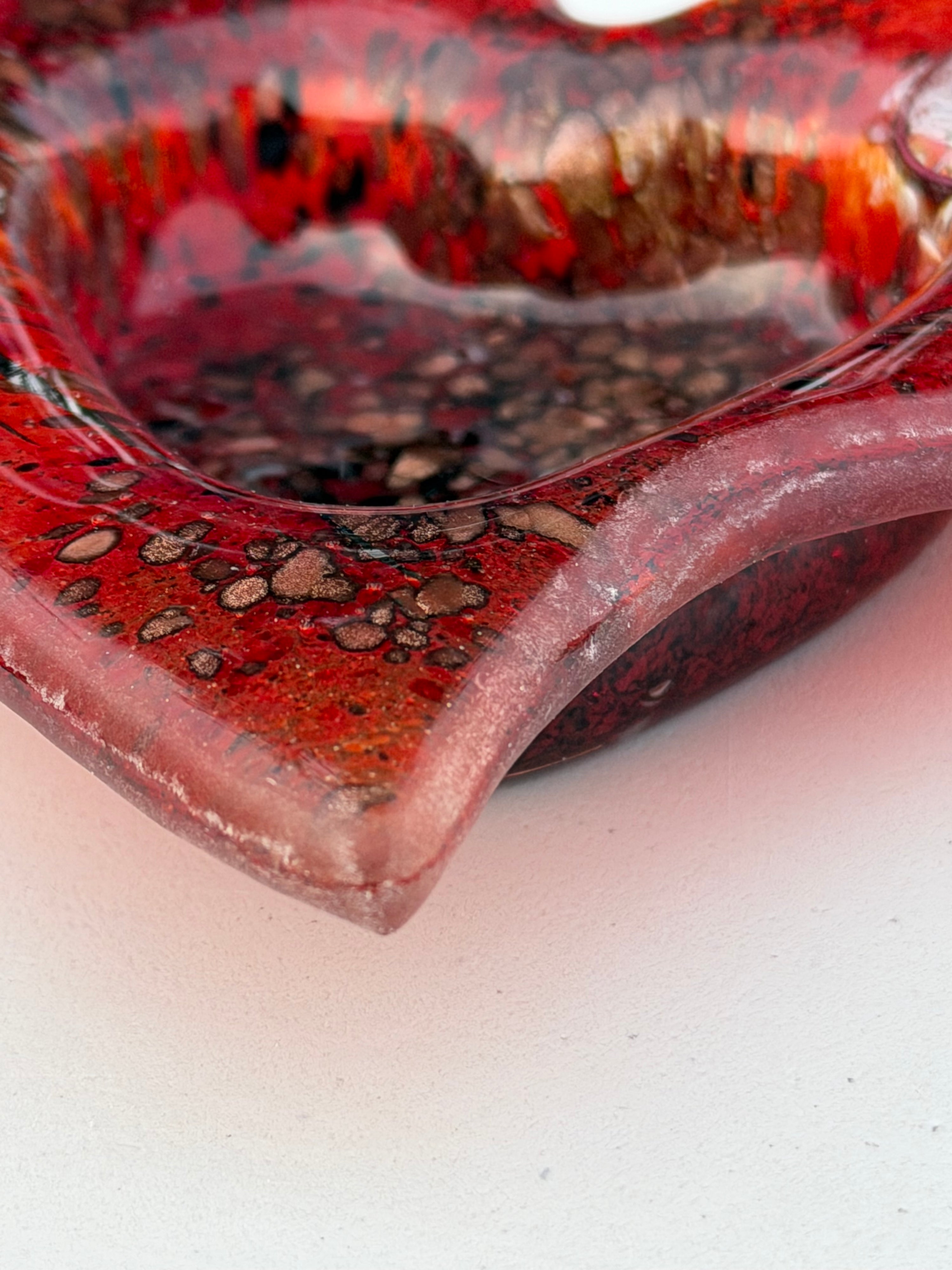 Red & Platinum Heart Tealight Dish