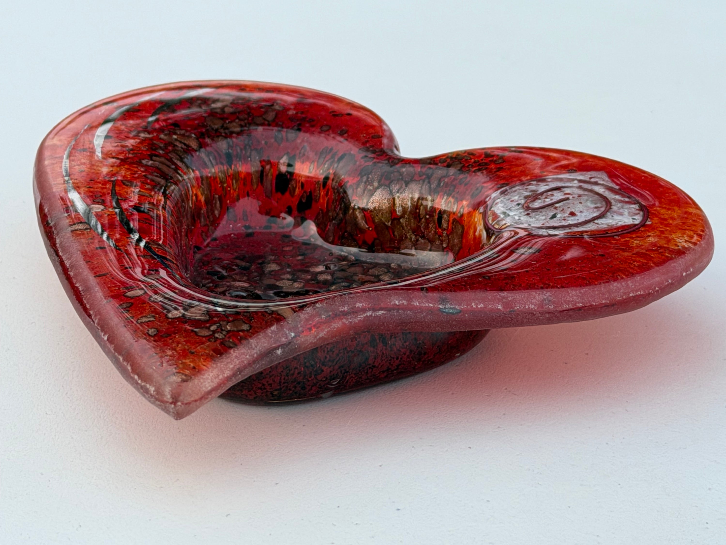 Red & Platinum Heart Tealight Dish