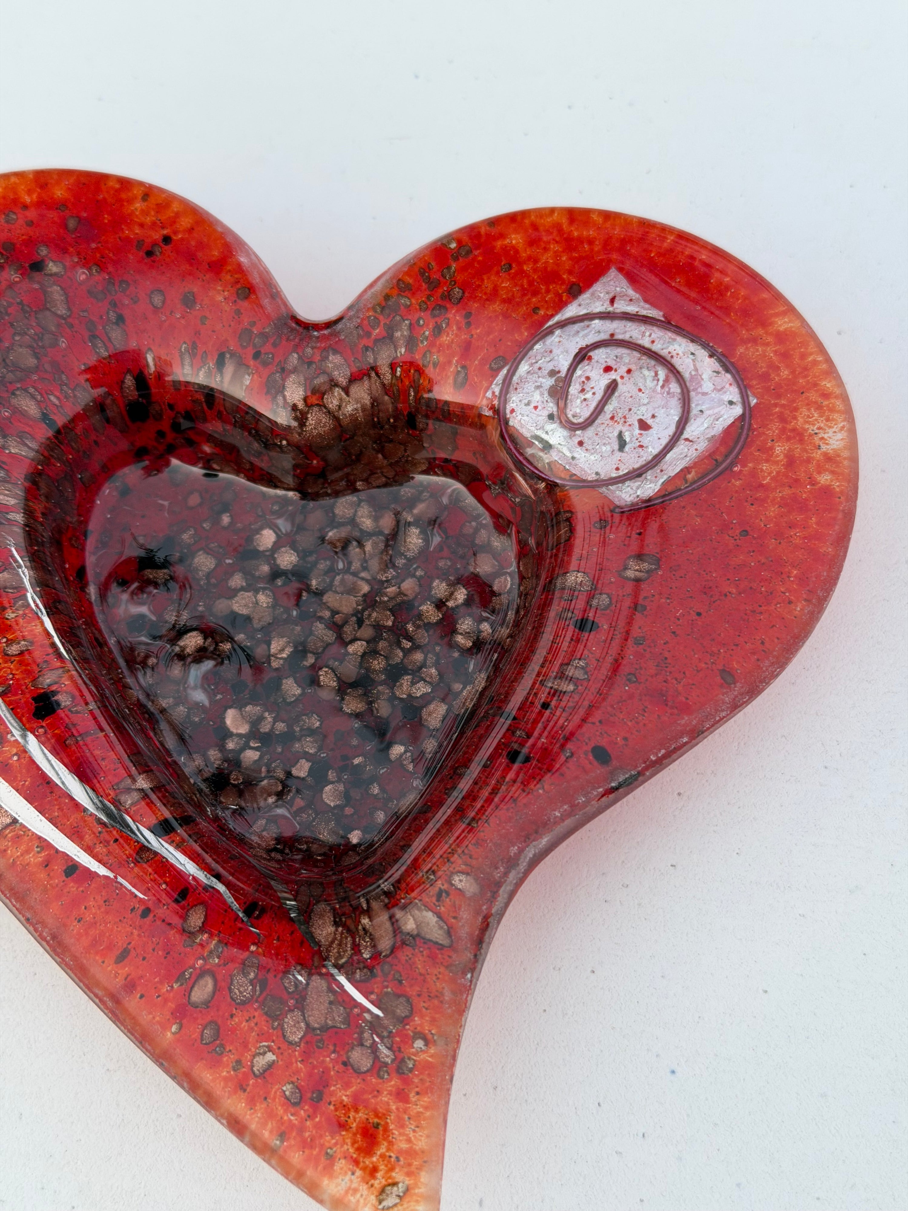 Red & Platinum Heart Tealight Dish