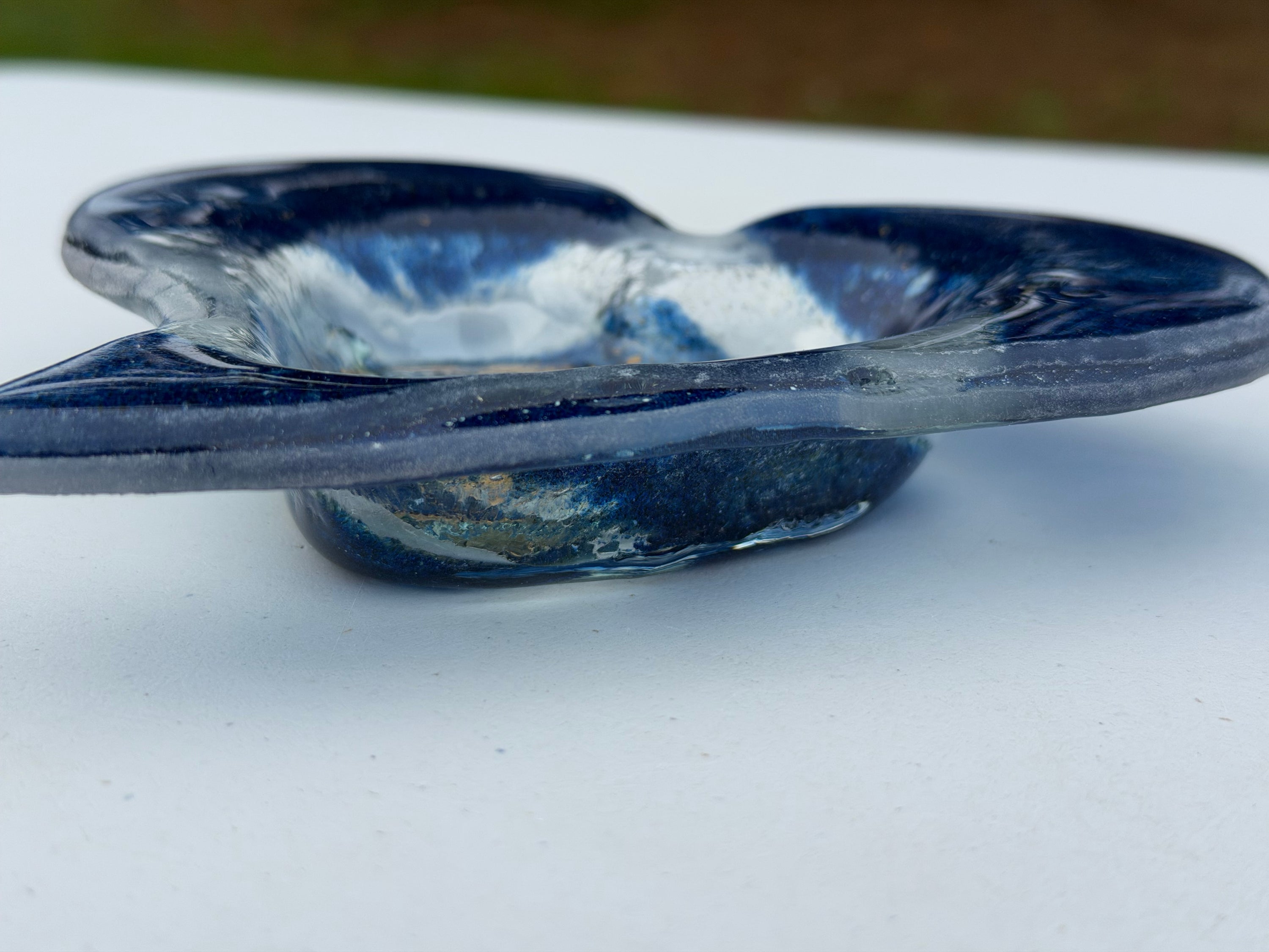 Dark Blue & Gold Heart Tealight Dish
