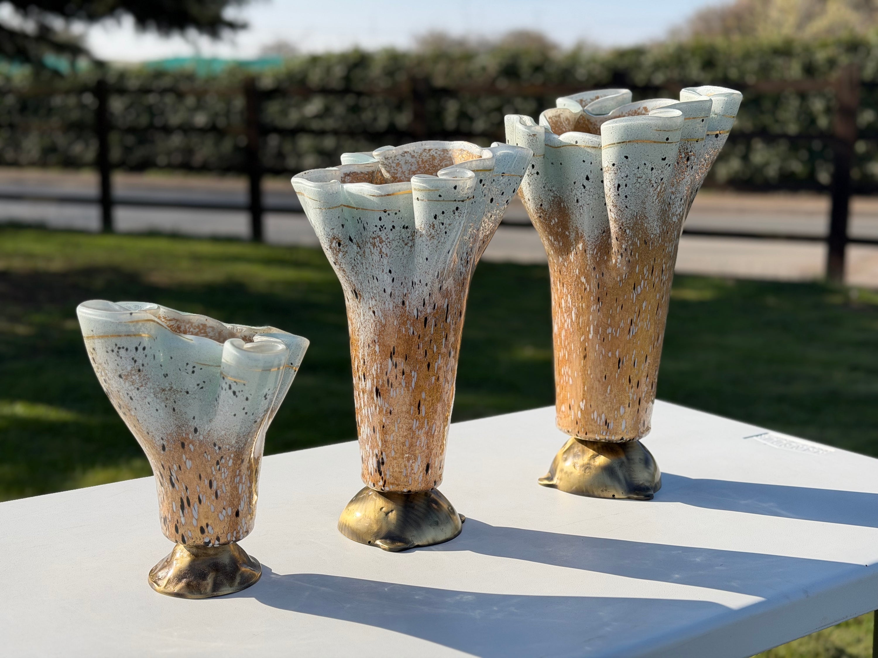 Golden Frost Fused Glass Drape Vase