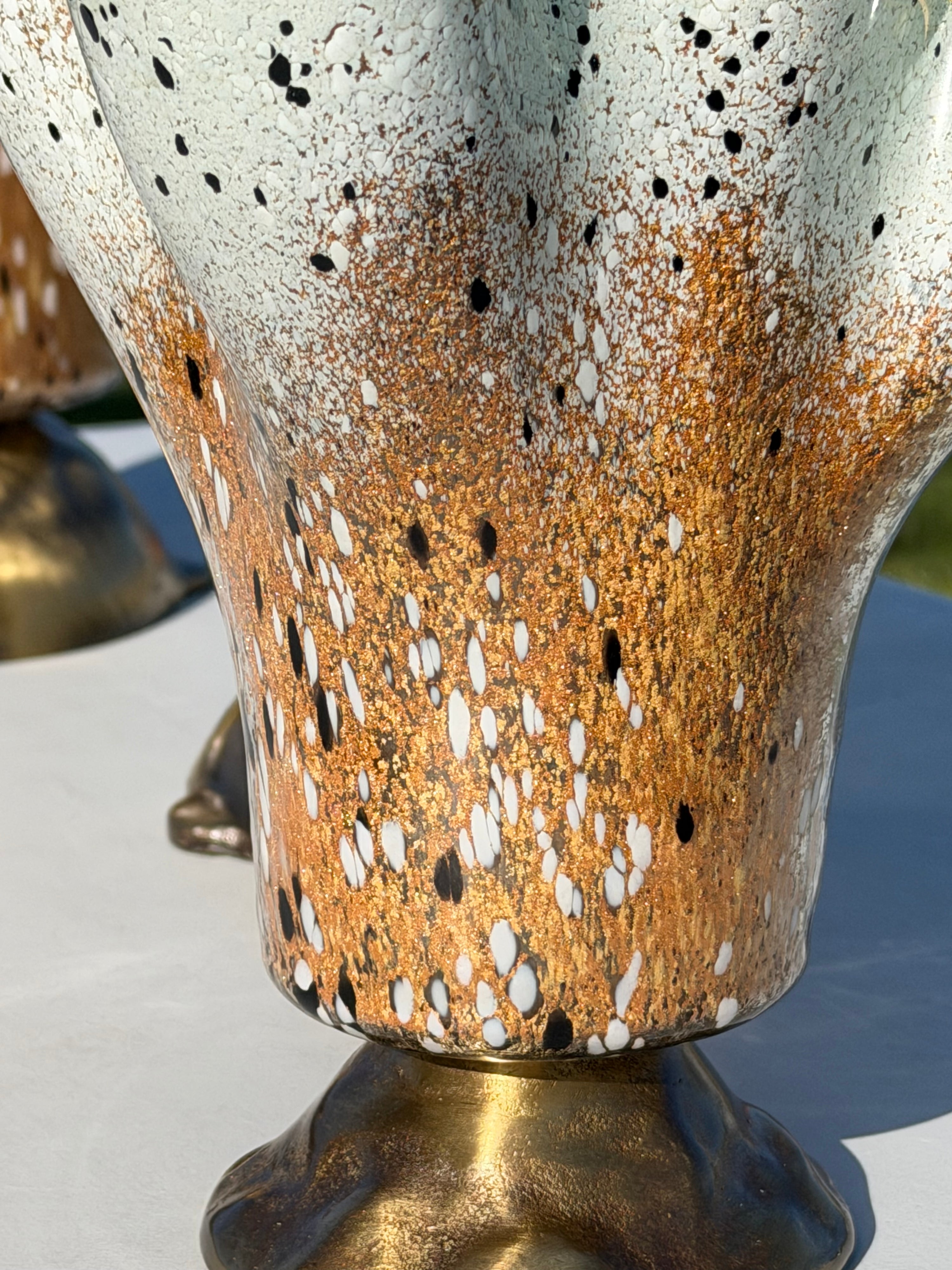 Golden Frost Fused Glass Drape Vase