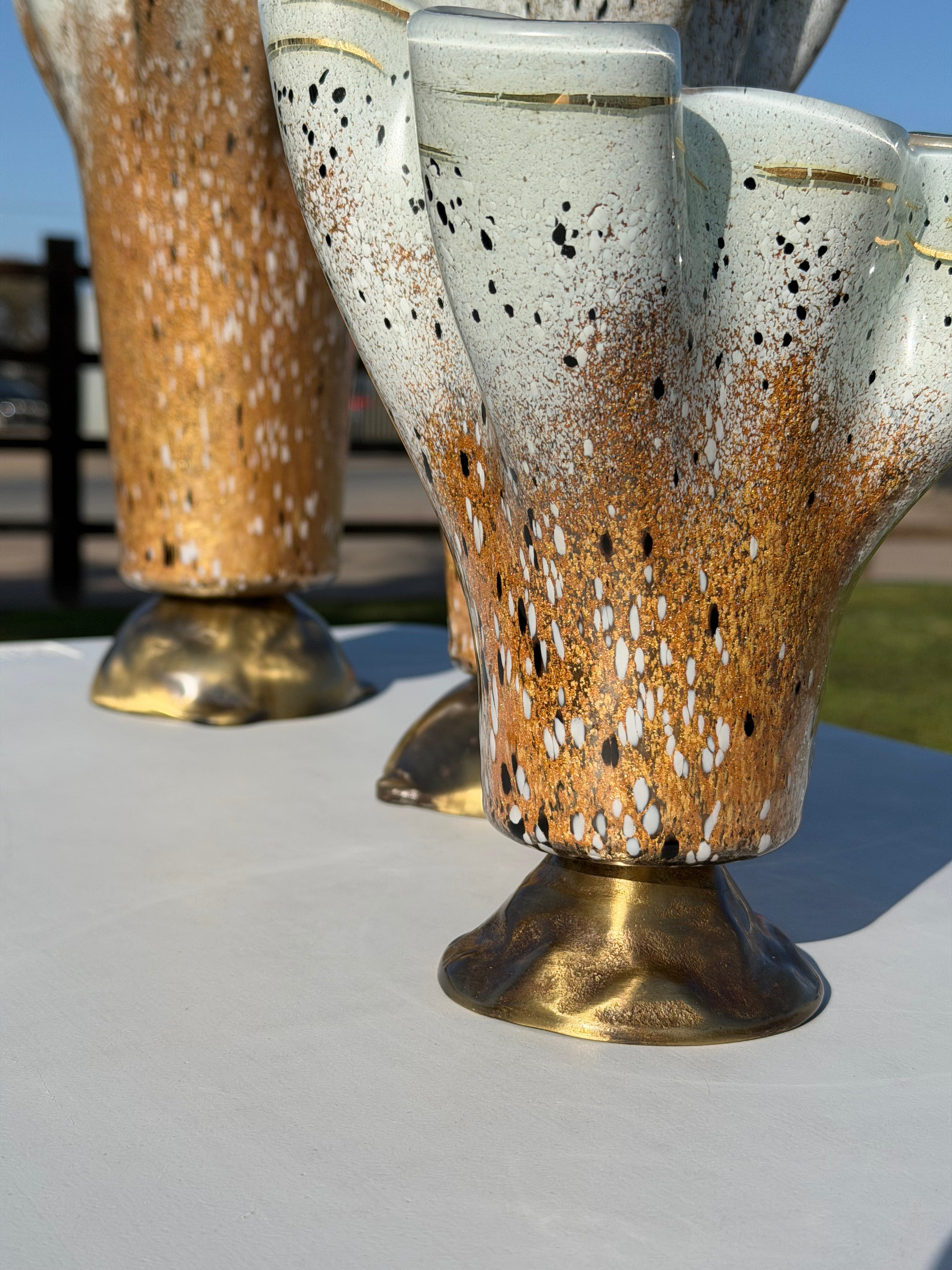 Golden Frost Fused Glass Drape Vase