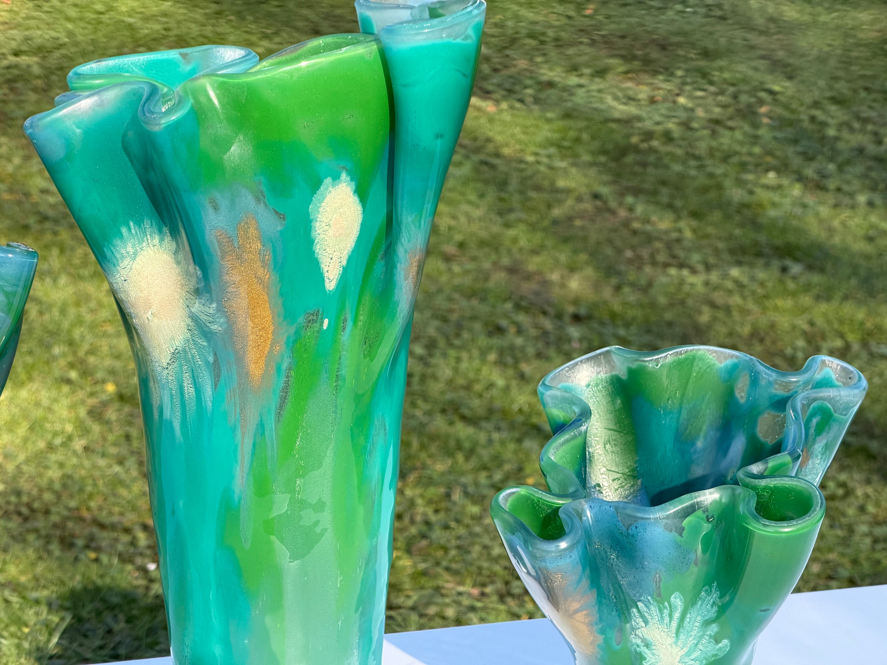 Sea Breeze Fused Glass Drape Vase