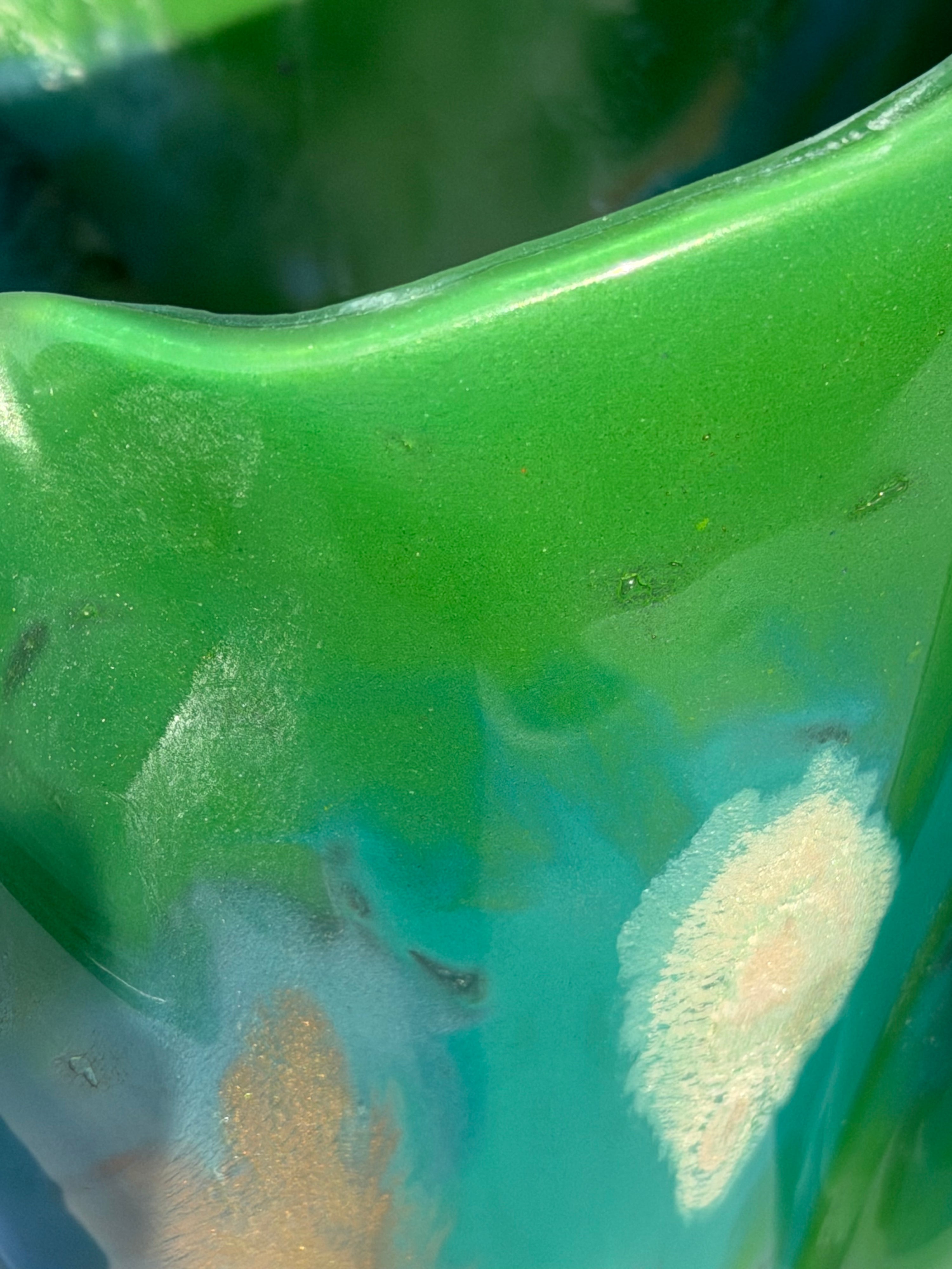 Sea Breeze Fused Glass Drape Vase