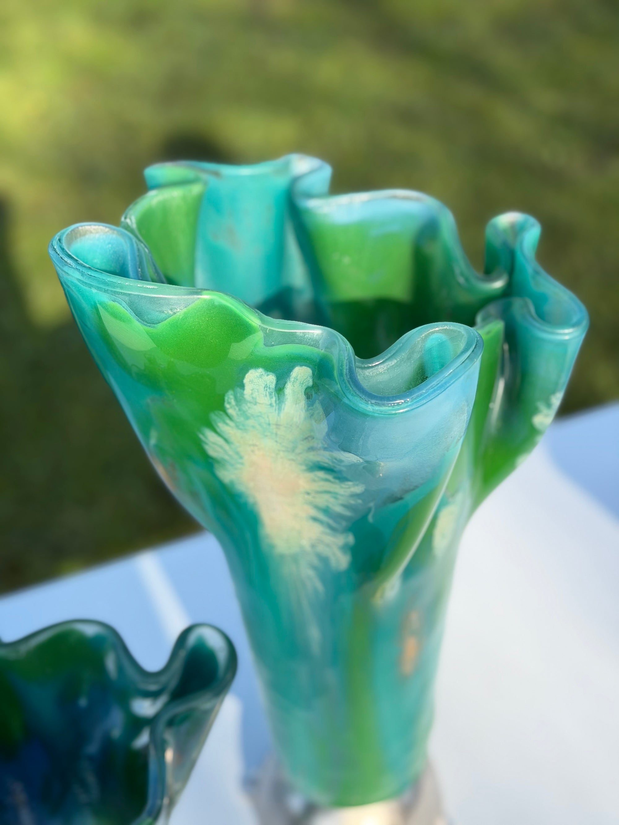 Sea Breeze Fused Glass Drape Vase
