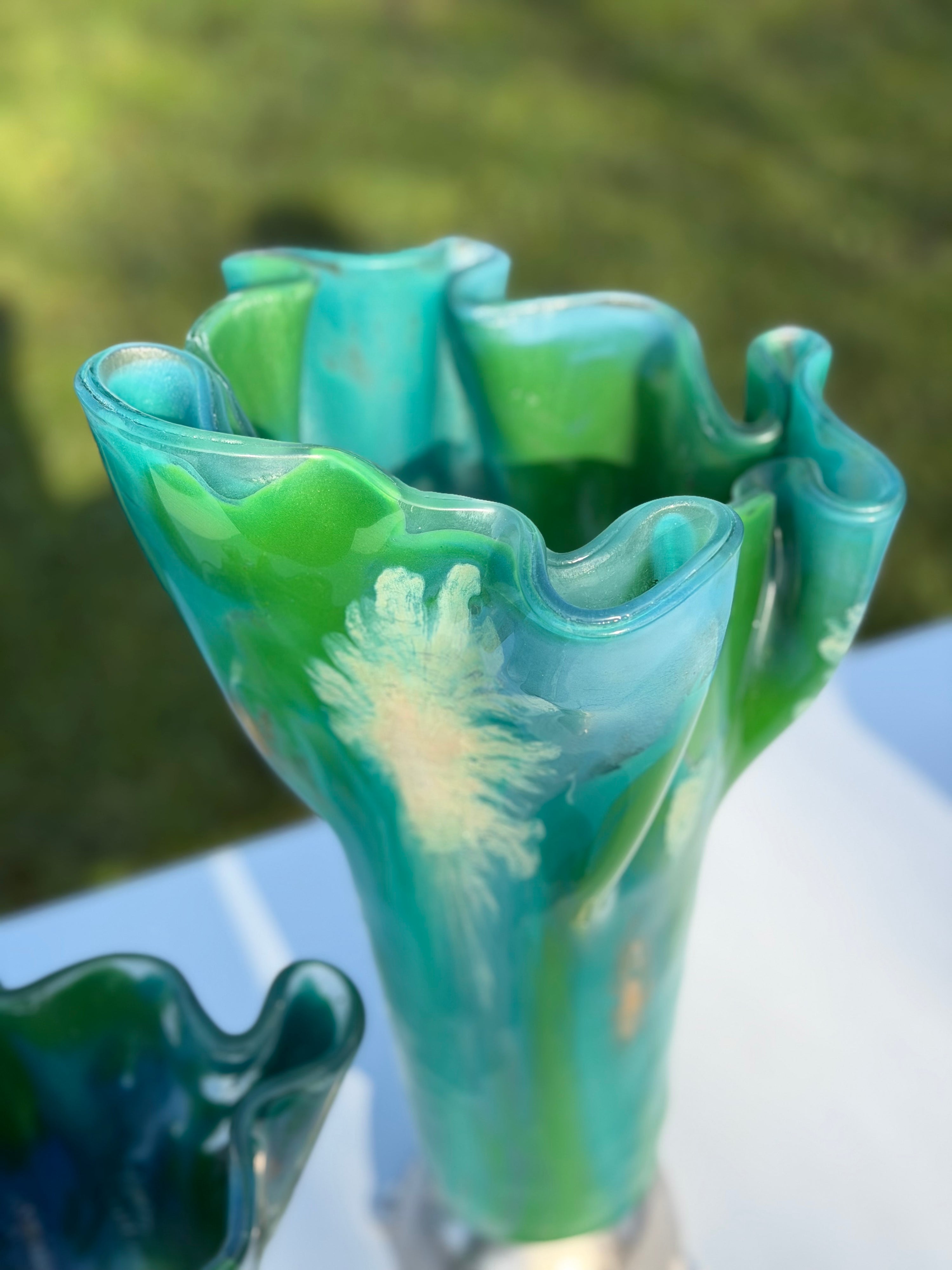 Sea Breeze Fused Glass Drape Vase