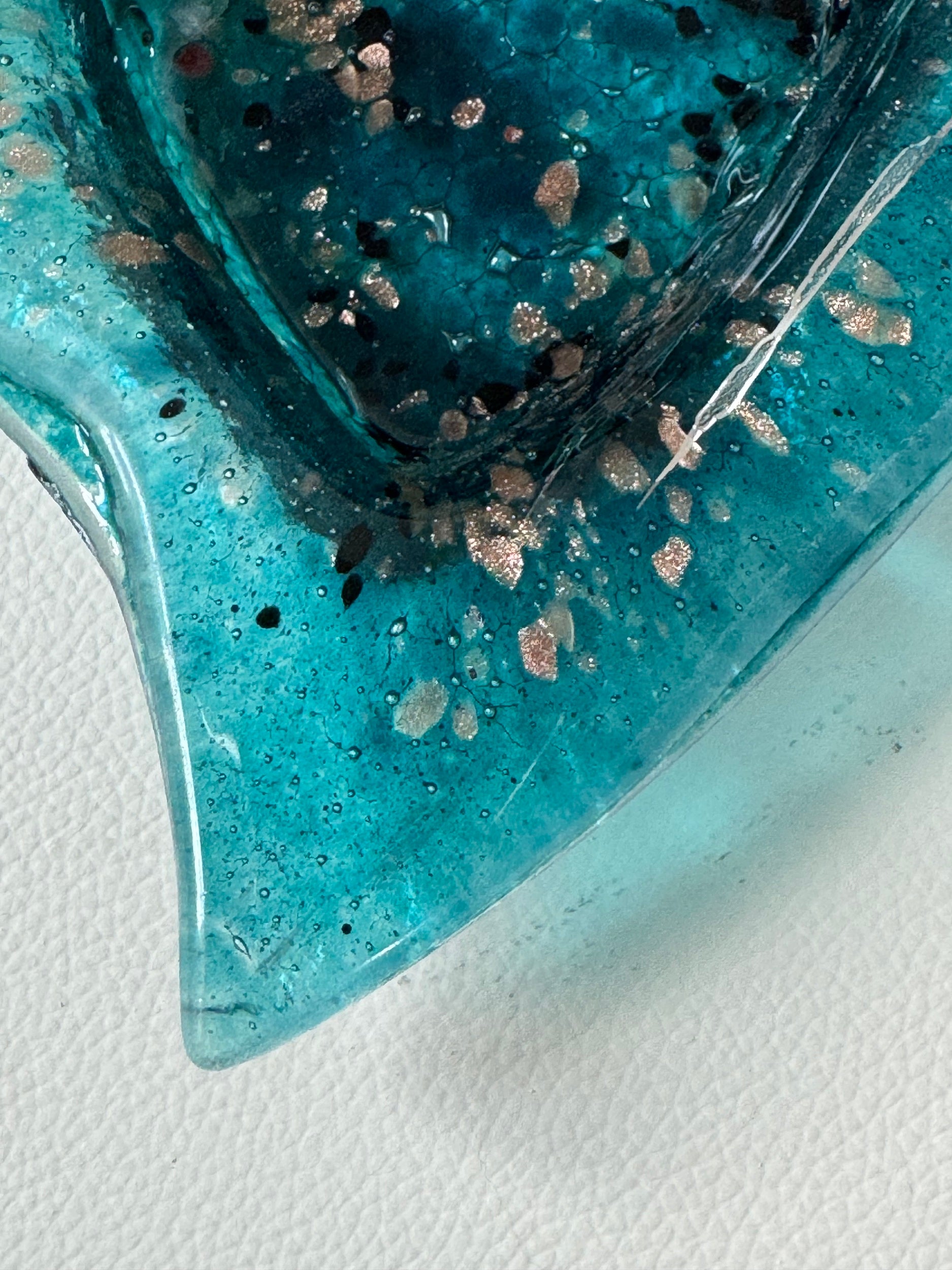 Aqua & Platinum Heart Tealight Dish